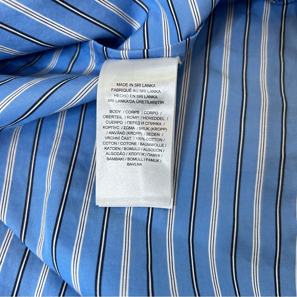 Lauren Ralph Lauren Blue Black White Striped Shirt Dress Button Front Size 16 - Picture 4 of 11
